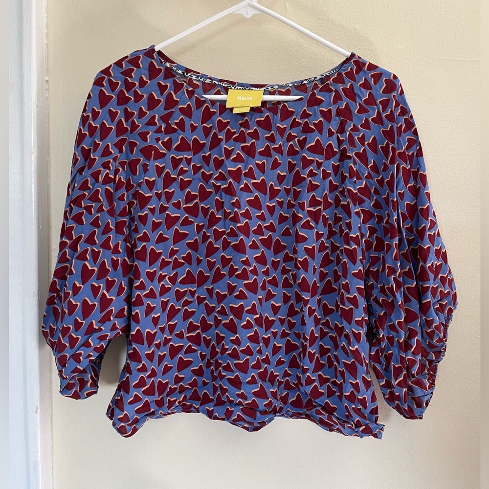 Anthropologie Maeve Heart Print Blouse
